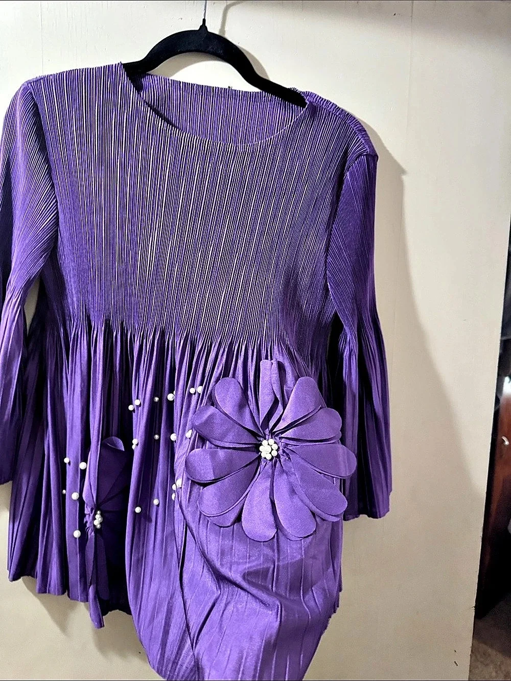 Unbranded Purple Pleated Floral Maxi Dress Set